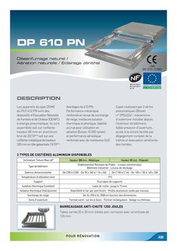 Exutoire de désenfumage pneumatique ou électrique pour toiture : DP 610 sur coiffante