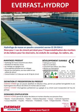 Hydrofuge de masse en poudre concentré norme CE EN 934-2 | EVERFAST HYDROP 