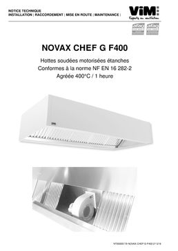 Hottes soudées motorisées simple captation agréées 400°C / 1 heure | NOVAX CHEF G F400 