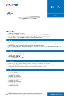 Entrée d’air hygroréglable acoustique | ISOLA HY