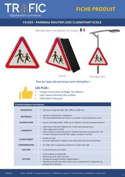 Panneau lumineux école A13a alimentation solaire | 141251