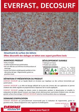 Désactivant de surface des dallages en béton | EVERFAST DÉCOSURF