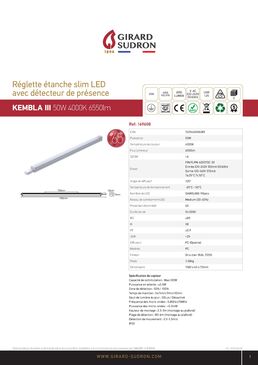 Luminaire industriel avec détecteur 50 W 4 000 °K IP65 L1 560 | ZeroWatt KEMBLA SLIM