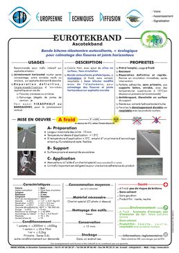 Bande autocollante bitume et élastomère pour joints horizontaux | Eurotekband