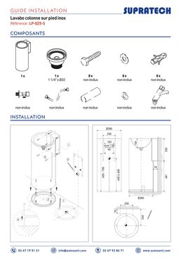 Lavabo colonne sur pied inox | LP-025-S 