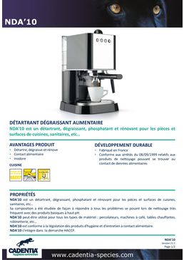 Détartrant dégraissant alimentaire | CADENTIA NDA’10