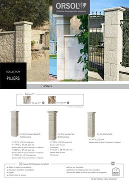 Pilier droit modulable en pierre reconstituée | Pilier BRIDOIRE 