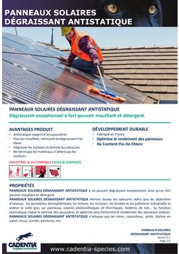 Dégraissant exceptionnel à fort pouvoir mouillant et détergent | CADENTIA PANNEAUX SOLAIRES DÉGRAISSANT ANTISTATIQUE