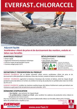 Adjuvant liquide accélérateur de prise pour béton et mortier à base de chlore | EVERFAST CHLORACCEL