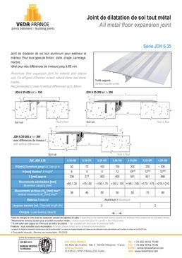 Joint de dilatation de sol adapté aux différences de niveaux | JDH 6.35 