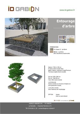 Banc entourage d'arbre carré en gabions | Entourage d'arbres