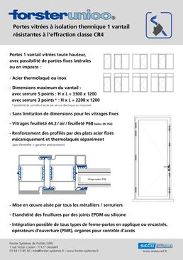 Nouvelle porte vitrée à isolation thermique résistante à l’effraction de classe CR4 | Forster Unico Protect 