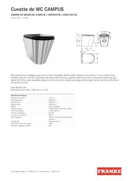 Cuvette de WC suspendu avec habillage CAMPUS | CMPX592G