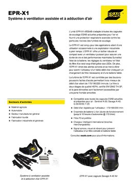 Système à ventilation assistée et à adduction d'air | EPR-X1