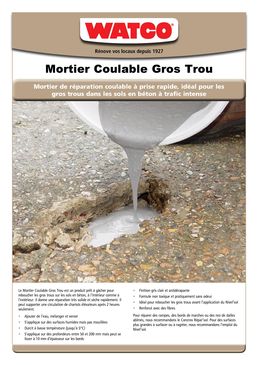 Mortier de réparation coulable à prise rapide pour des trous profonds dans un sol en béton | Mortier Coulable Gros Trou 