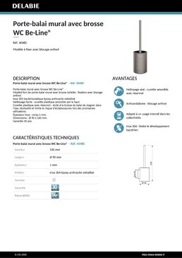 Porte-balai mural avec brosse WC Be-Line | Réf. 4048C