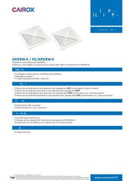 Diffuseur carré, 4 directions | APGRW- et PS/APGRW-4