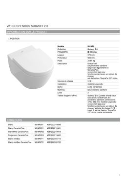 Cuvette suspendue sans bride | Subway DirectFlush