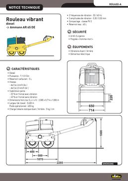 Rouleau vibrant double bille diesel 650 kg | ROU650