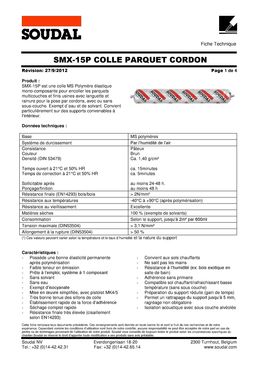 Colle polymère cordon à base de MS Polymer pour parquet | SMX-15P