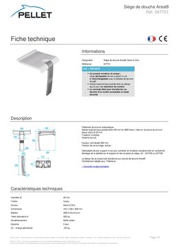 Siège de douche déclipsable Pellet | Siège de douche et tablette Arsis interchangeables 047730