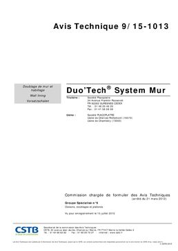 Doublage acoustique en plâtre sans ossature acier | Duo'Tech System Mur