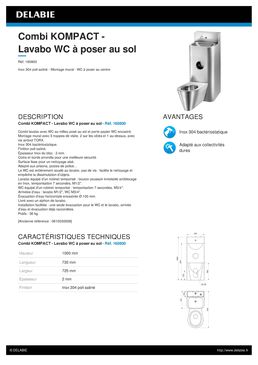 Lavabo WC suspendu en inox à poser au sol | KOMPACT Réf. 160400