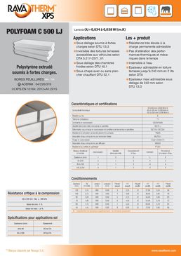 Isolant thermique en Polystyrène extrudé soumis à fortes charges | POLYFOAM C 500 LJ