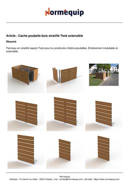 Cache poubelles bois stratifié Teck extensible