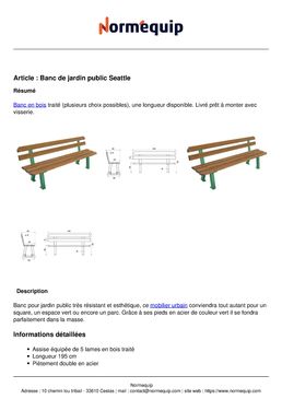 Banc de jardin public Seattle