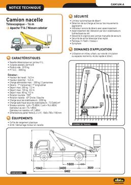 Camion nacelle Télescopique de 16 m de hauteur | CAM16M
