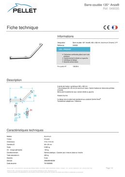 Barre coudée à 135° en aluminium | Barre 135° Arsis 049935