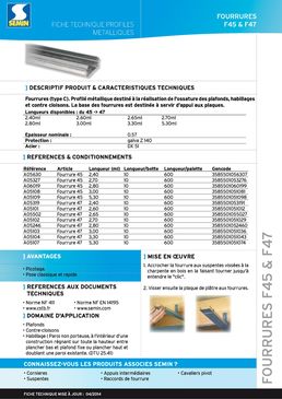 Profilés métalliques multiusage | Fourrures F45 et F47 