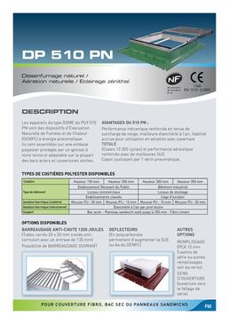 Exutoire de désenfumage pneumatique ou électrique pour toiture : DP 510 sur embase