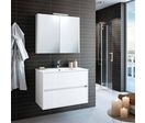 Meuble salle de bain suspendu blanc avec miroir armoire et spot LED | NOJASCHWAN600800 