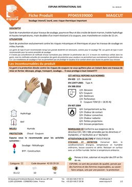 Gants de manutention pour opérations à haut risque thermique | 45939 00