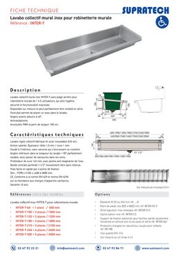 Lavabo rigole mural inox INTER-7 pour robinetterie murale | INTER-7-100