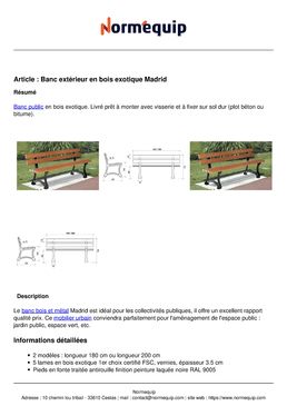 Banc extérieur en bois exotique Madrid