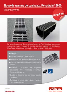 Caniveau de voirie et d'aménagement urbain avec grille en polyamide | Caniveau Kenadrain