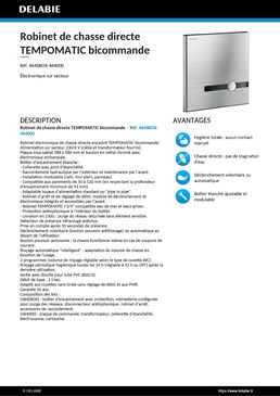 Plaque de commande TEMPOMATIC WC bicommande encastré Inox, 230/6V - kit 2/2 | Réf.464000 