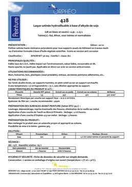 Laque satinée hydrodiluable à base d'alkyde de soja | ORPHEO 428