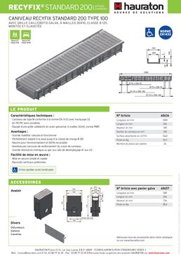 Caniveau en PE-PP de 20 cm de largeur intérieure | Recyfix Standard 200