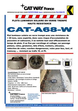 Plot lumineux solaire en verre trempé haute résistance l CAT-A68-W