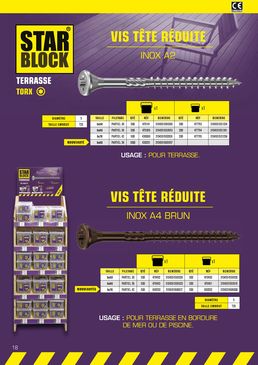 Vis en inox A2 et A4 pour terrasse | Vis Terrasse Starblock