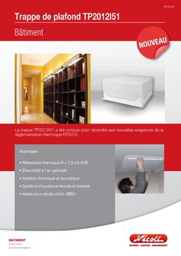 Trappe de plafond avec isolation en ouate de polyester | Trappe RT 2012