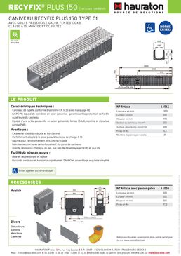 Caniveau en PE-PP de 15 cm de largeur intérieure pour zones industrielles | Recyfix Plus 150