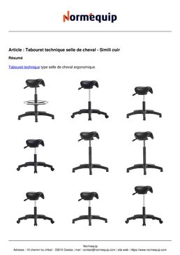 Tabouret technique selle de cheval - Simili cuir