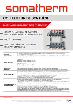 Collecteur en matériau de synthèse pour plancher chauffant basse température | Collecteur SOMATHERM