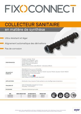 Collecteur sanitaire en matière de synthèse | FIXOCONNECT