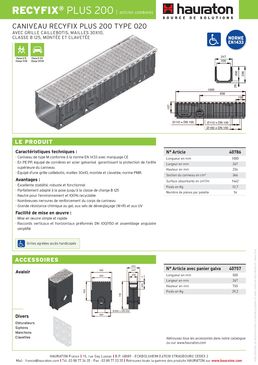 Caniveau en PE-PP de 20 cm de largeur intérieure pour zones industrielles | Recyfix Plus 200